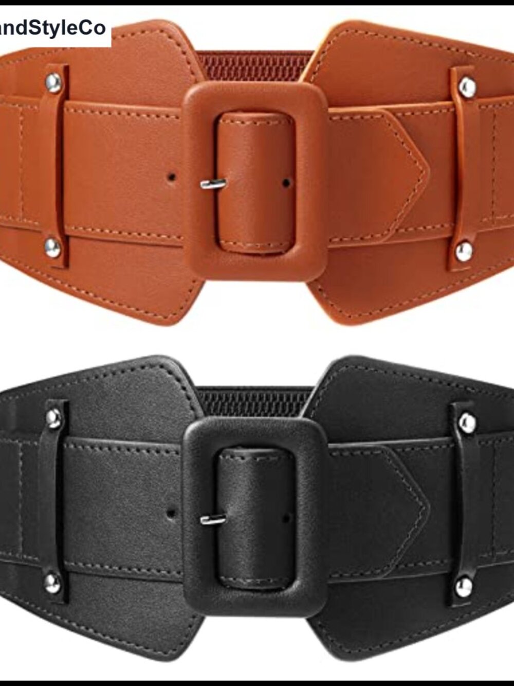 Wide Elastic Waist Belts for Women Vintage Chunky PU Leather Stretch Cinch Belt